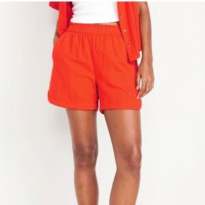 NWT High-Waisted Crinkle Gauze Shorts --L / 5-inch inseam